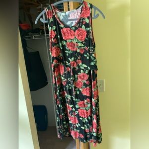Latched Mama Roses on Black background sleeveless tank dress